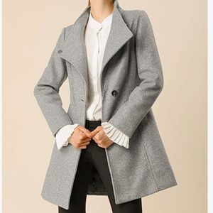 Trina Turk Gray Womens Peacoat Classic Stand Collar Long Sleeve Winter Size 6